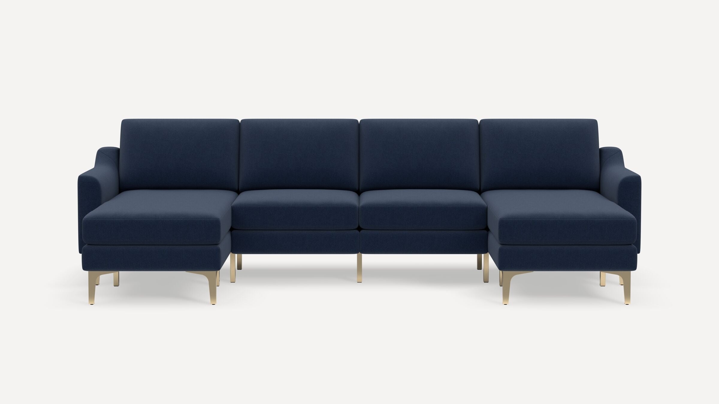 Nomad Double Chaise Sectional - Navy Blue - Performance Flatweave / Brass - Metal / Slope - Image 0