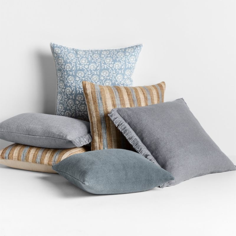 Organic Cotton Basketweave 20x20 Blue Throw Pillow Cover - Image 3