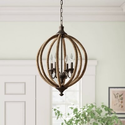 Warwickshire 4 - Light Candle Style Globe Chandelier with Rope Accents - Image 0