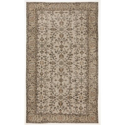 One-of-a-Kind Hand-Knotted 1960s Beige 5'6" x 9' Area Rug - Image 0