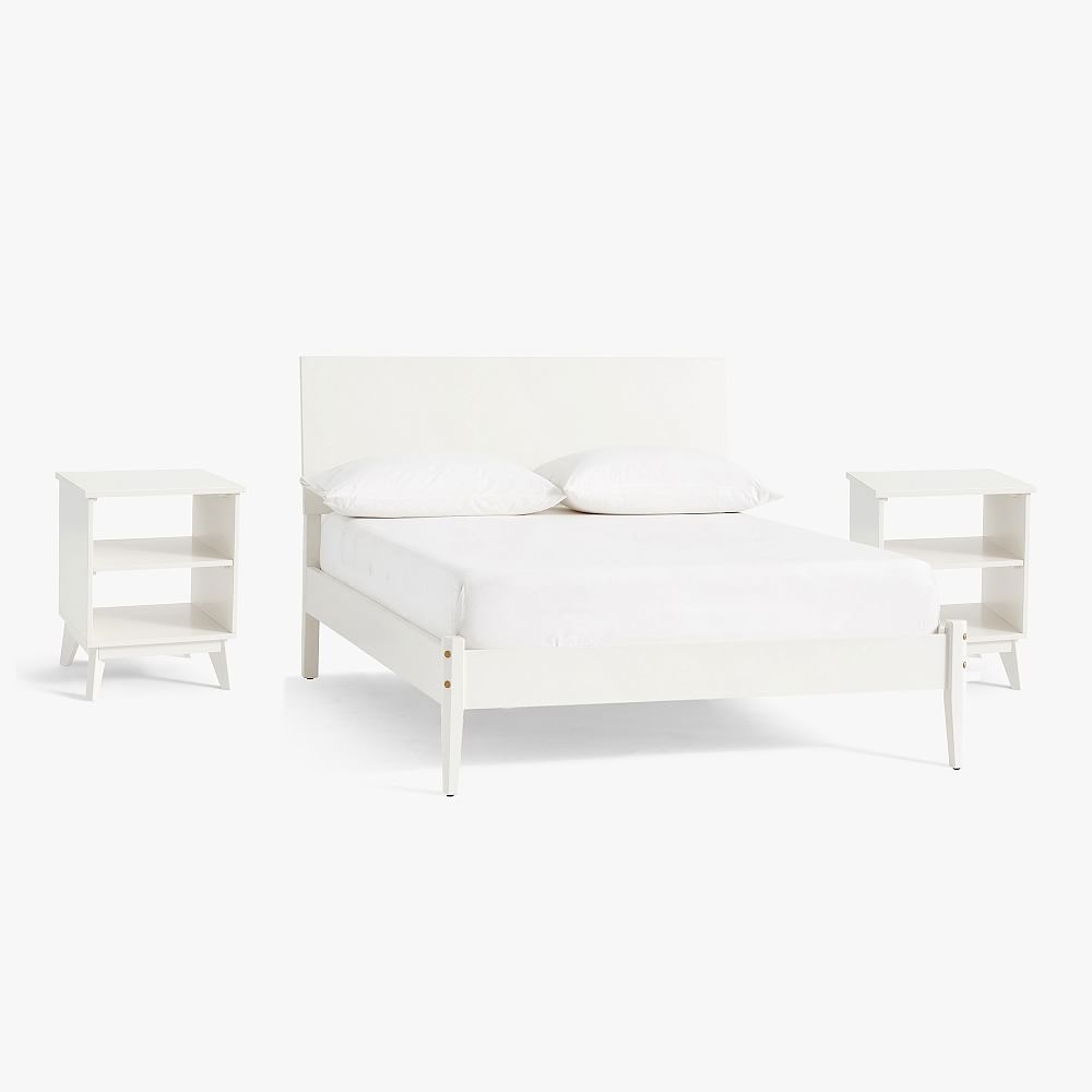 Keaton Platform Bed + 2 Nightstand, Queen, Simply White - Image 0