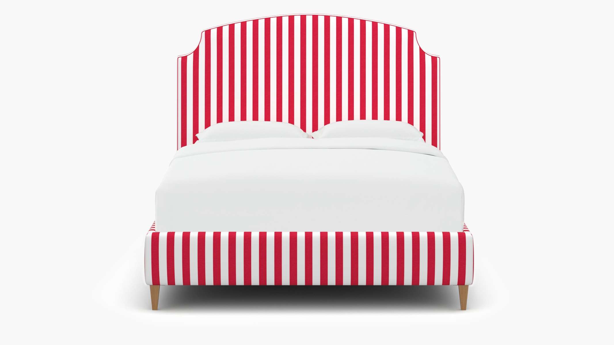 Cove Bed, Red Cabana Stripe, Natural Square Tapered Leg, Full - Image 0