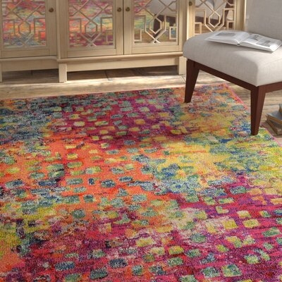Abstract Area Rug in Orange/Pink/Blue/Yellow - Image 0