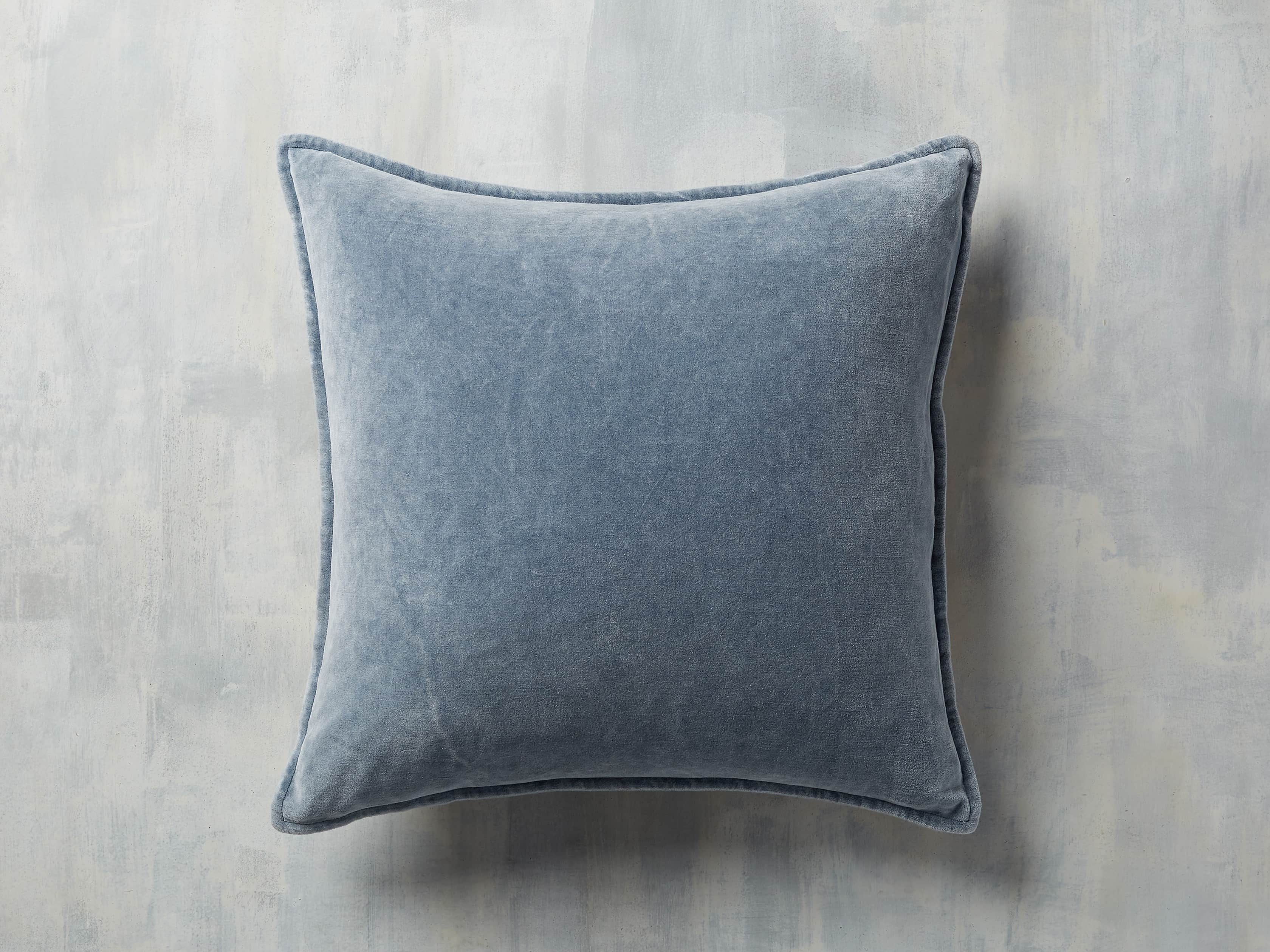 Stone Washed Square Pillow Cover Velvet in Blue  Denim - Image 0
