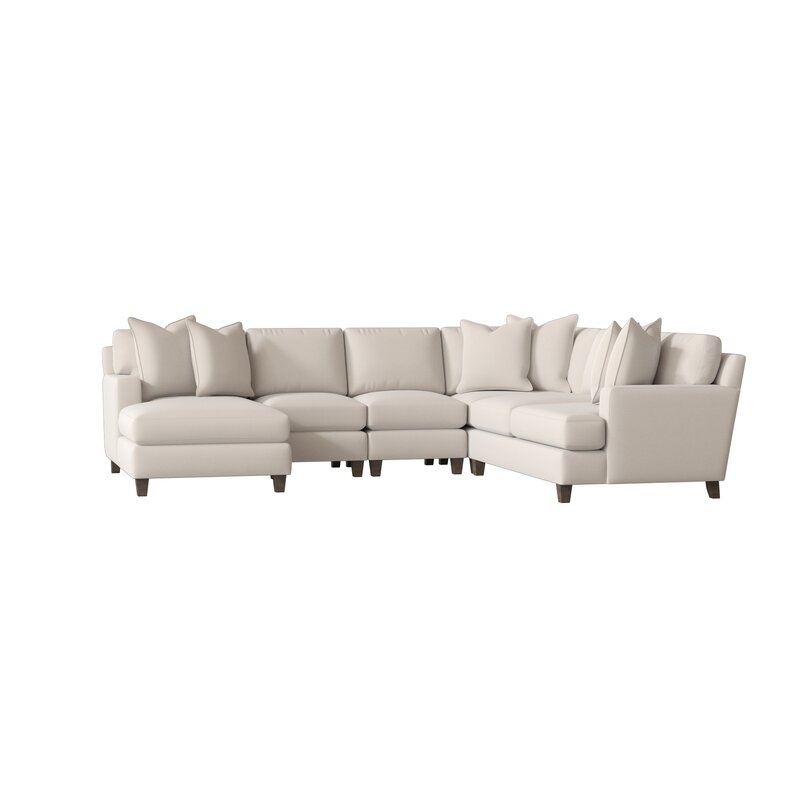Bernhardt Mila 137" Right Hand Facing Sectional Body Fabric: 1252-002, Leg Color: Aged Gray - Image 0