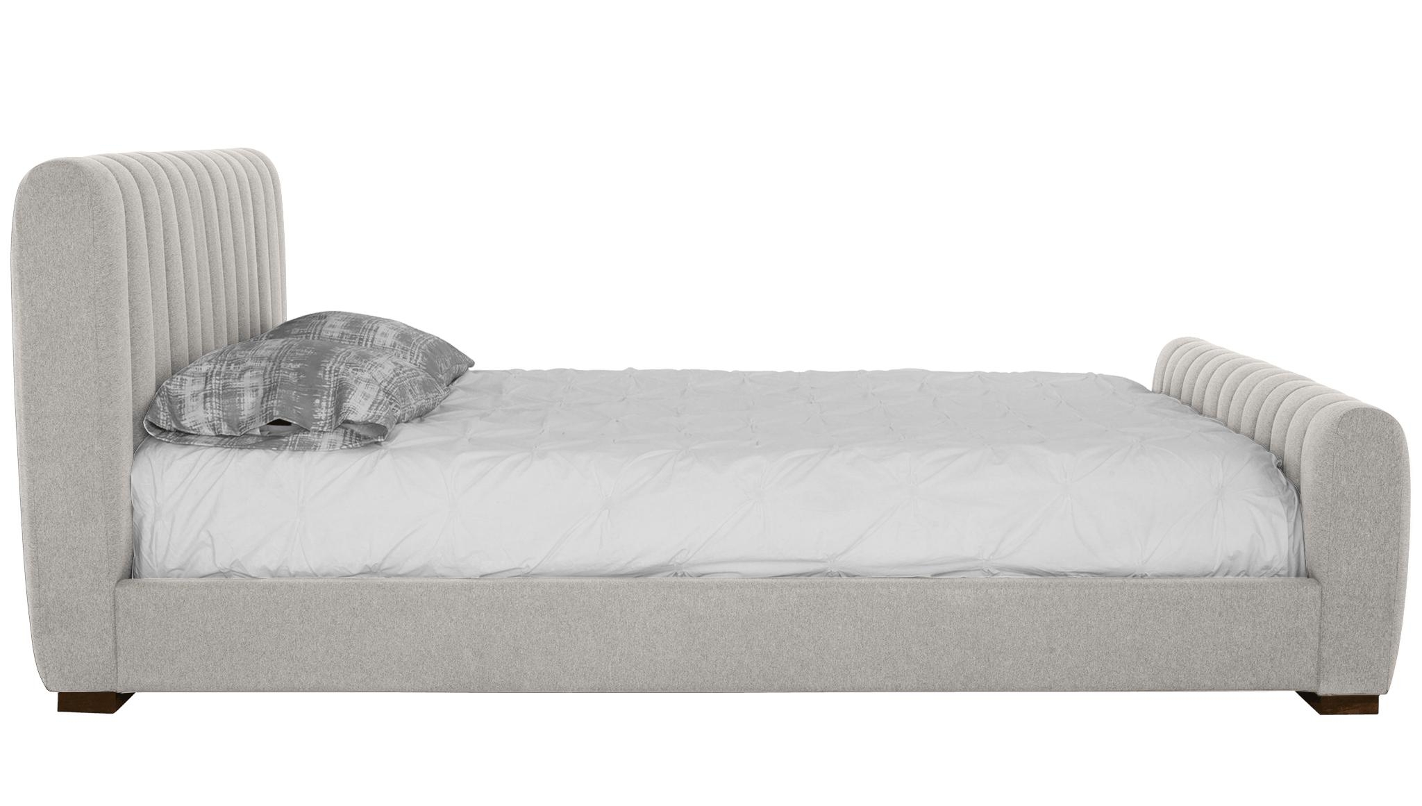 Beige/White Camille Mid Century Modern Bed - Merit Dove - Mocha - Queen - Image 2