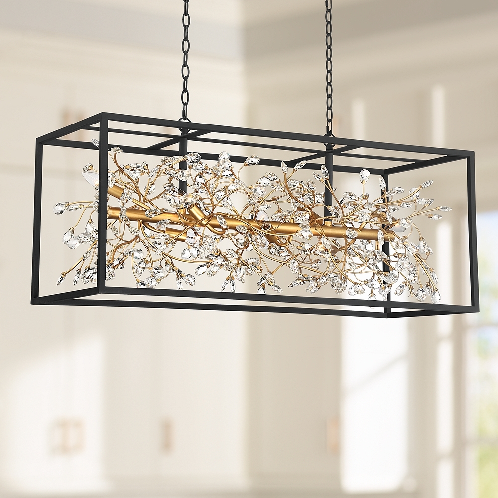 Possini Euro Carrine 38 1/2" Wide Black Gold Kitchen Island Pendant - Image 0