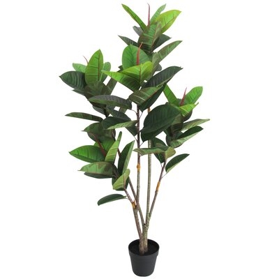 5Ft Real Touch Rubber Plant Fig Leaf Tree In Pot - Image 0