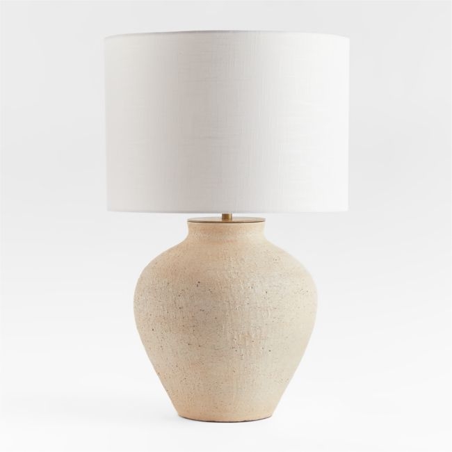 Corfu Cream Table Lamp with Linen Drum Shade - Image 0