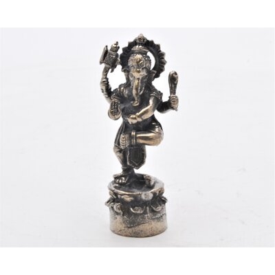 Dancing Ganesh On Round Base With Snake. Beautifully Made By Hand On Brass With Lovely Patina. 1.75 Inch Tall - Image 0