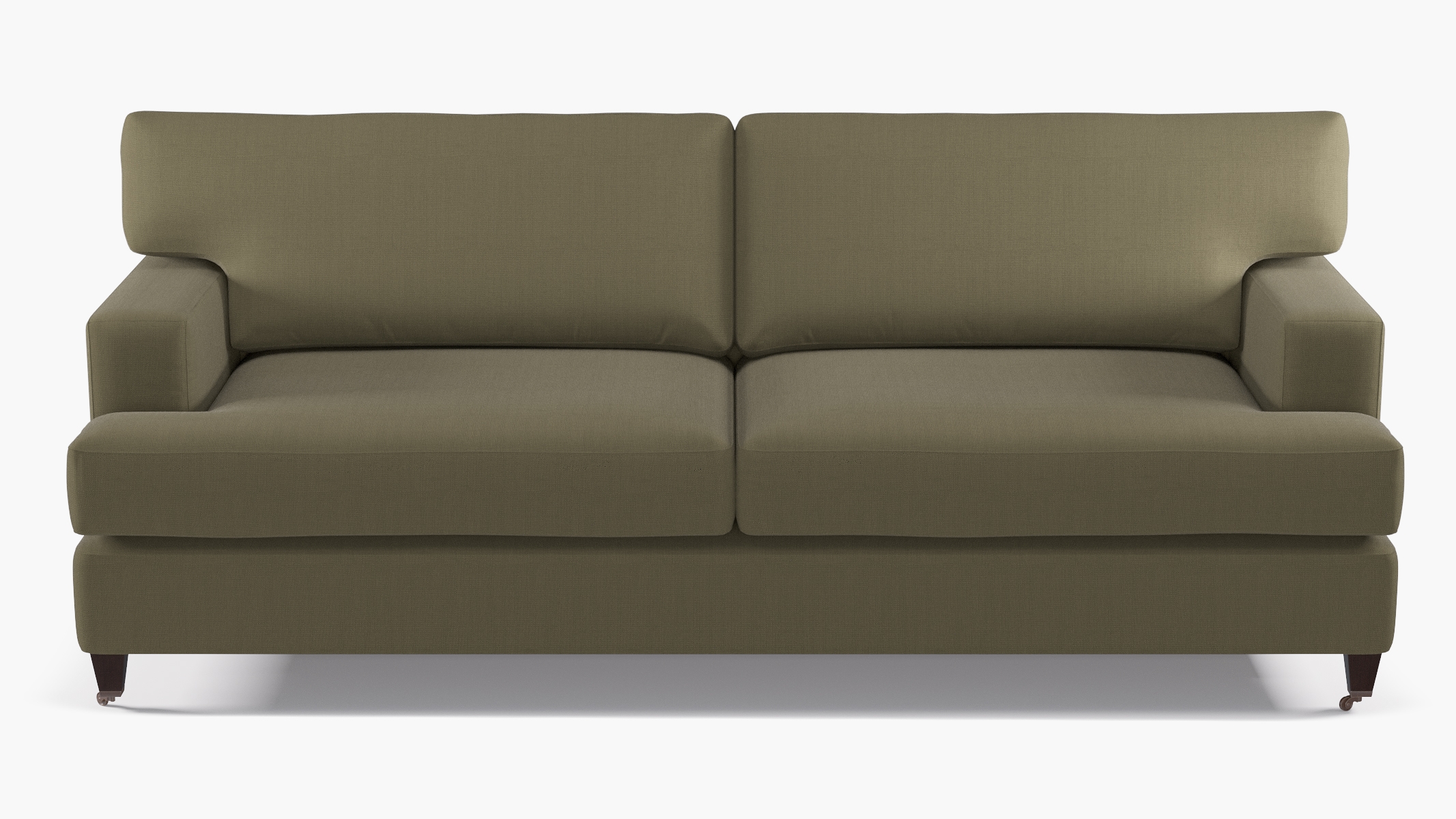 Classic Sofa, Olive Linen, Espresso - Image 0