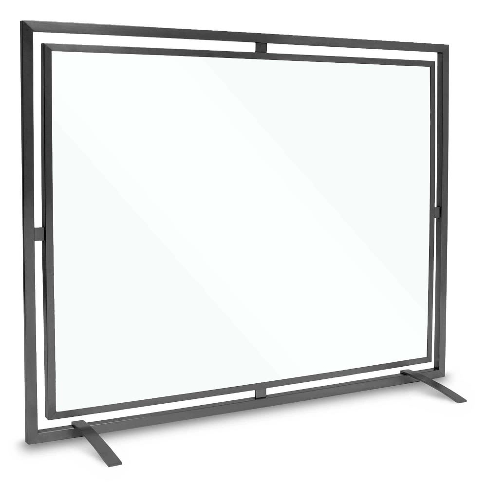 Floating Glass 1 Panel Screen, Black - Image 0