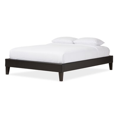 Kasondra Modern And Contemporary Black Faux Leather Upholstered Full Size Bed Frame With Tapered Legs - Image 0