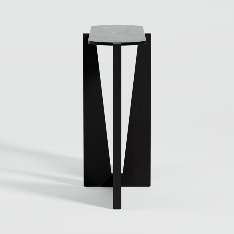 Miro Black Marble Console Table with Black Ebonized White Oak Wood Base - Image 3