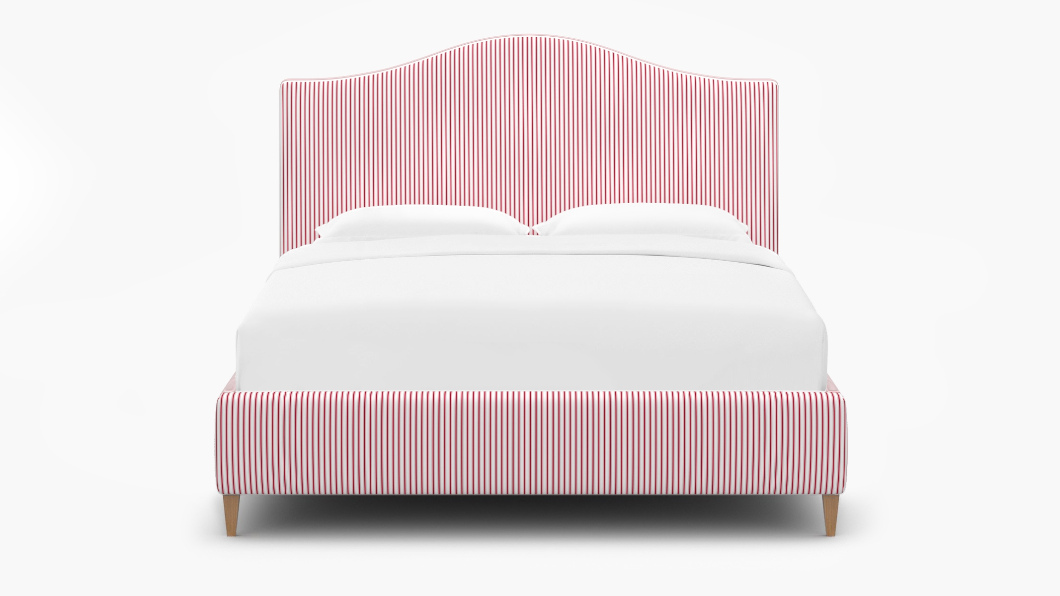 Camelback Bed, Red Classic Ticking Stripe, Natural Square Tapered Leg, Full - Image 0