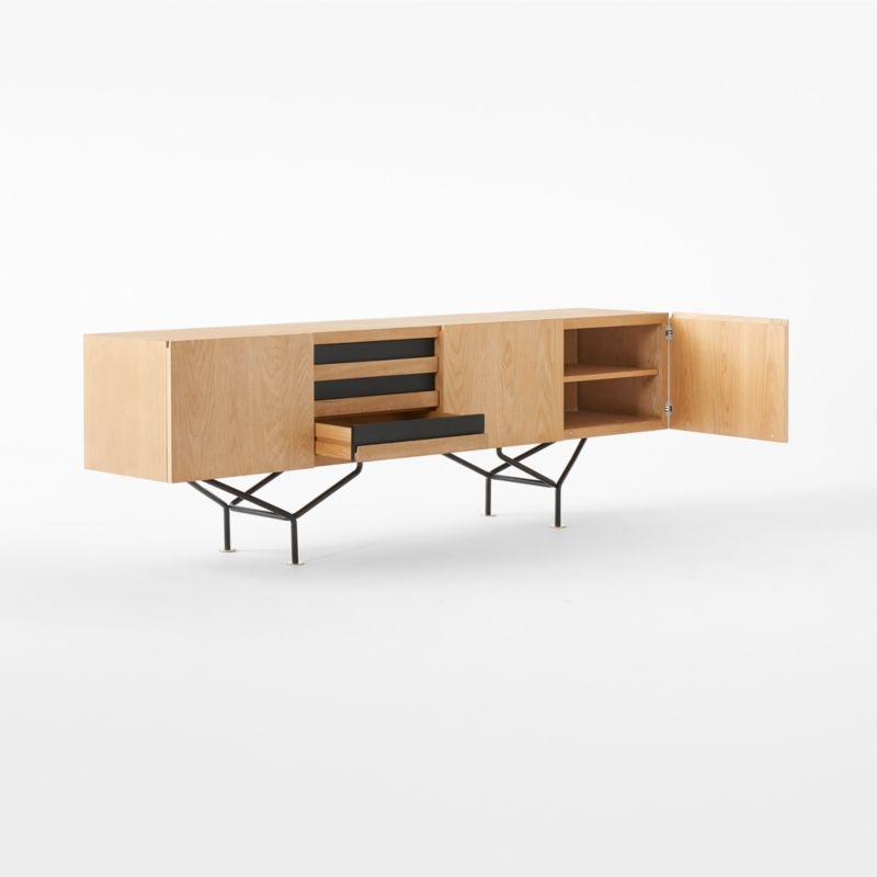Paraggi 86" Cerused Oak Wood Credenza by Gianfranco Frattini - Image 5