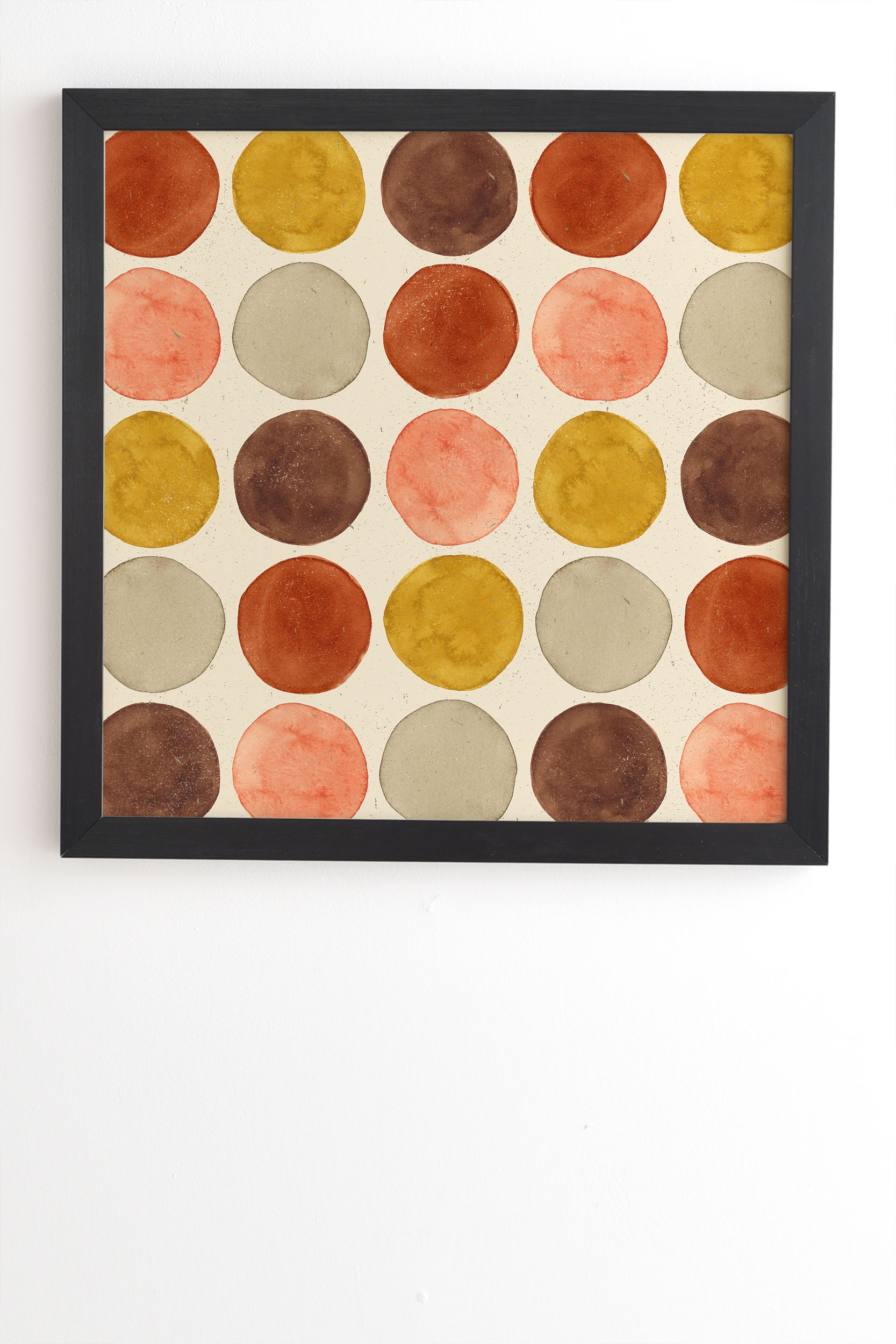 Watercolor Dots Rust Ochre by Pauline Stanley - Framed Wall Art Basic Black 12" x 12" - Image 1