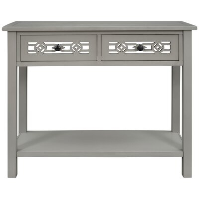 Classic Console Table With Hollow-Out Decoration With Two Top Drawers - Image 0
