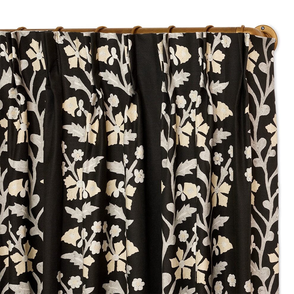 Black Tree of Life Suzani French Pleat Curtain by St. Frank | 84" Panel | Cotton/Linen - Image 0