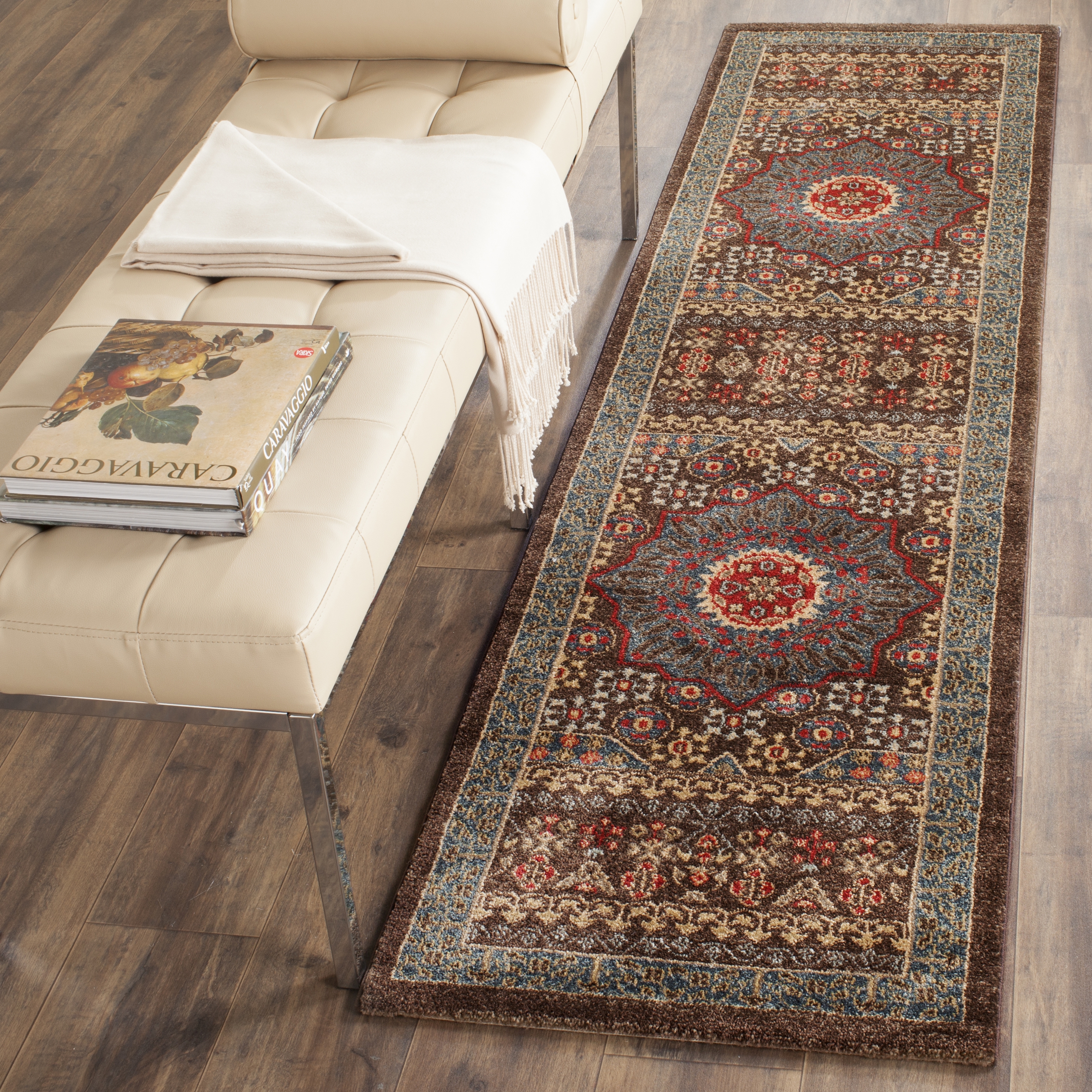Arlo Home Woven Area Rug, MAH620C, Navy/Red,  2' 2" X 10' - Image 0