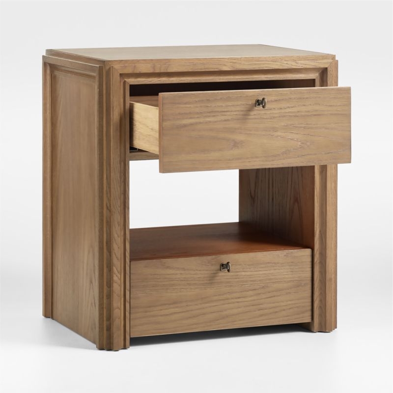 Caldwell 24" Travertine and Brown Oak Wood Nightstand by Jake Arnold - Image 4