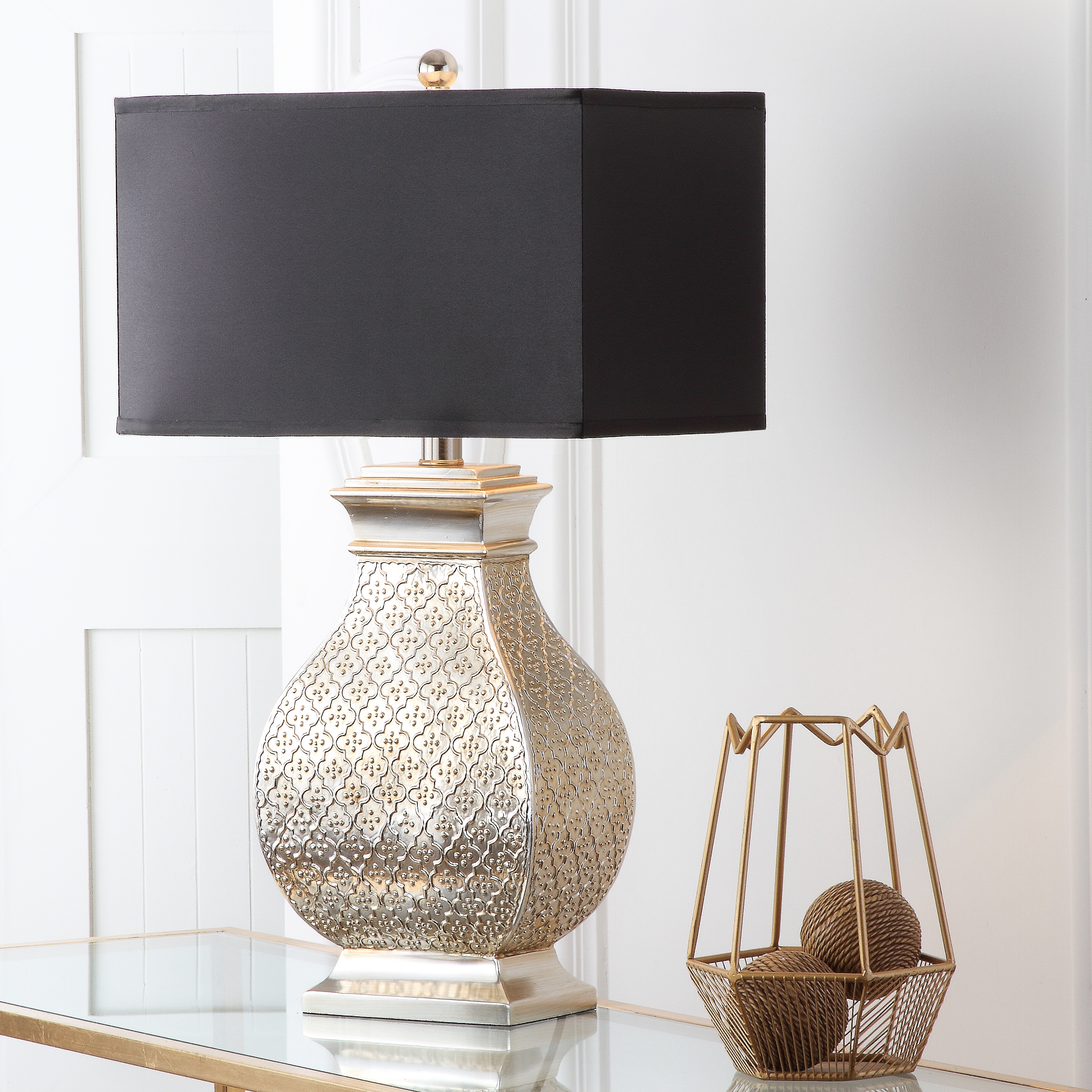Malaga 29-Inch H Table Lamp - Antique Silver - Safavieh - Image 3