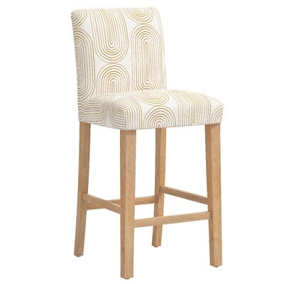 Square Bar Stool With Tapered Legs In Oblong Mustard - Image 0