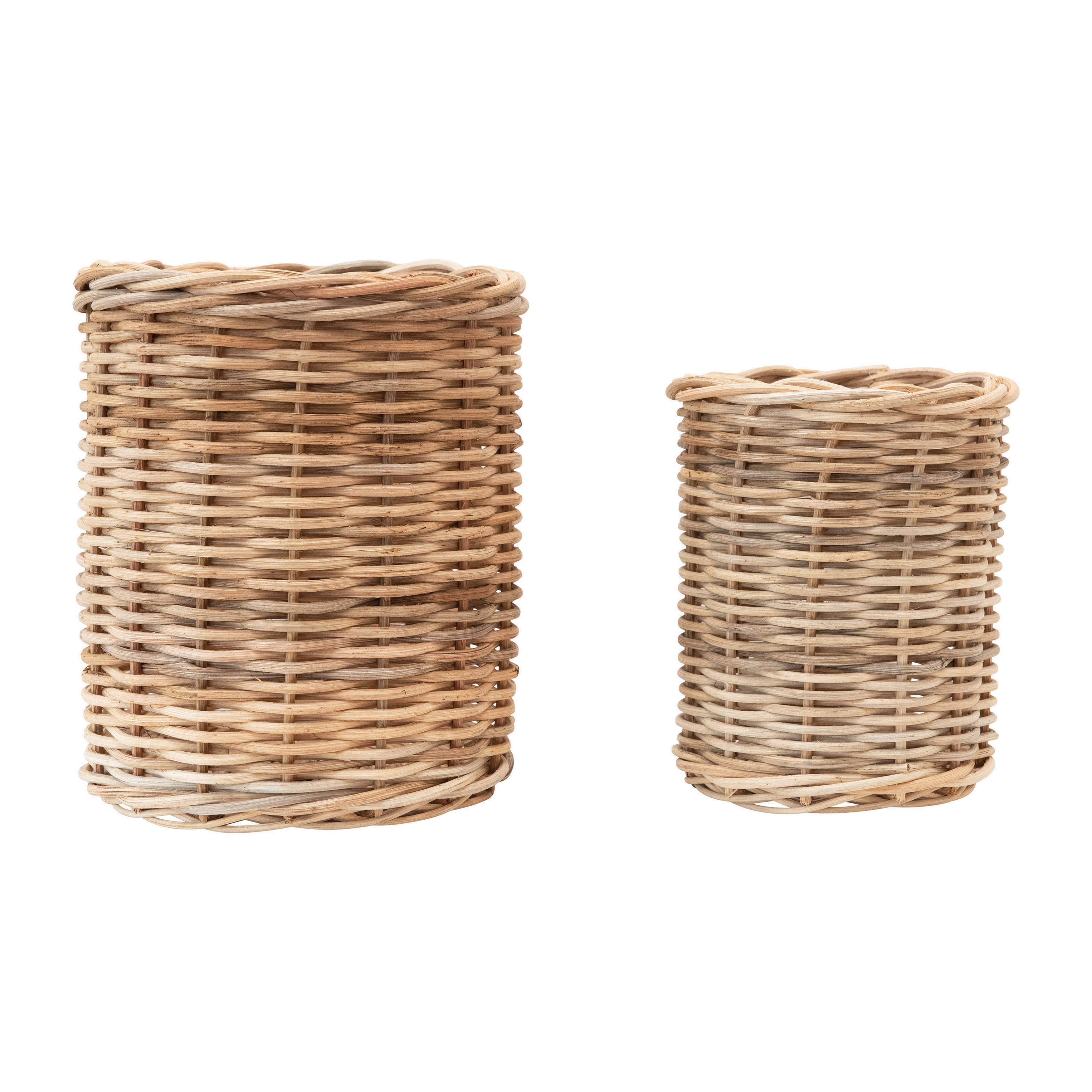 Hand-Woven Wicker Basket Container, Natural, Set of 2 - Image 0