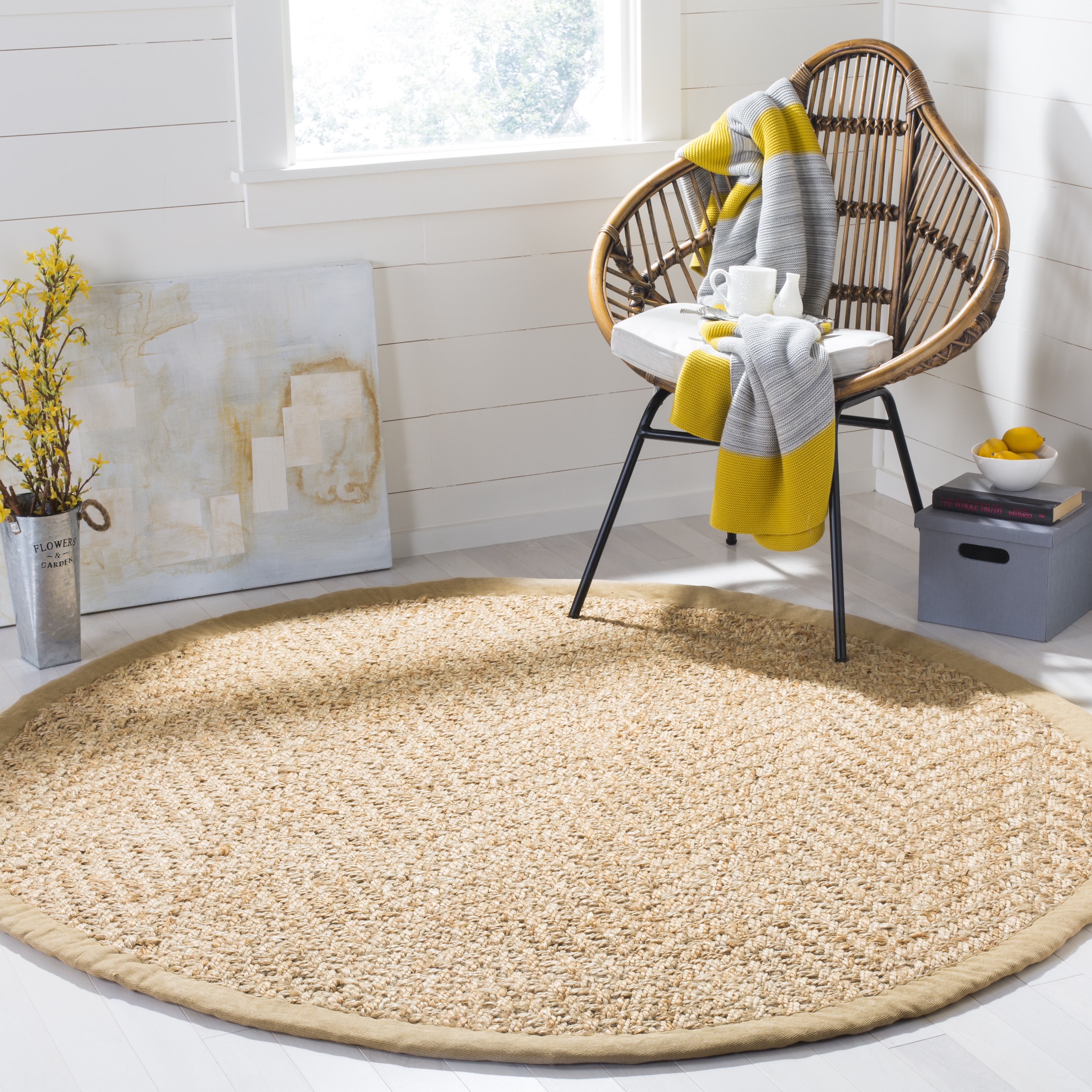 Arlo Home Hand Woven Area Rug, NF265A, Natural,  8' X 8' Round - Image 1