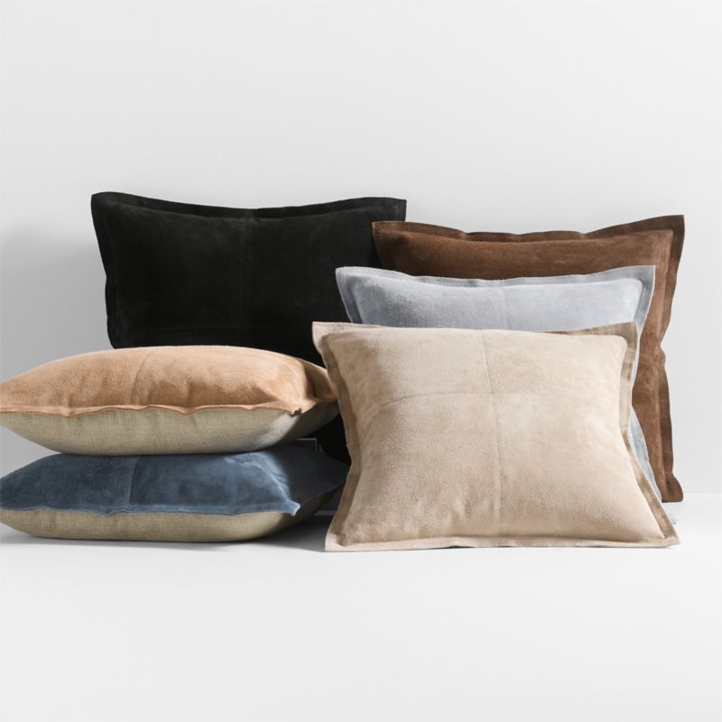 Hyde Pieced Suede 23x23 Smoky Black Throw Pillow with Down-Alternative Insert - Image 5