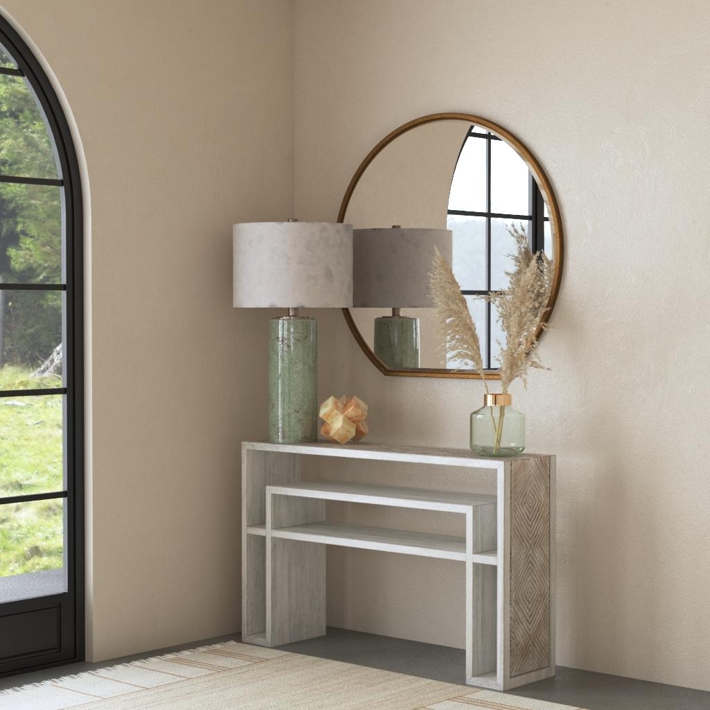 Genara Bone White Carved Console Table - Image 1