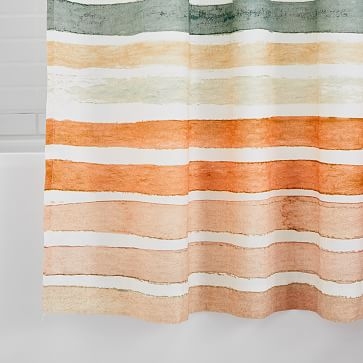 Watercolor Stripe Shower Curtain, Multi, 72"x74" - Image 1