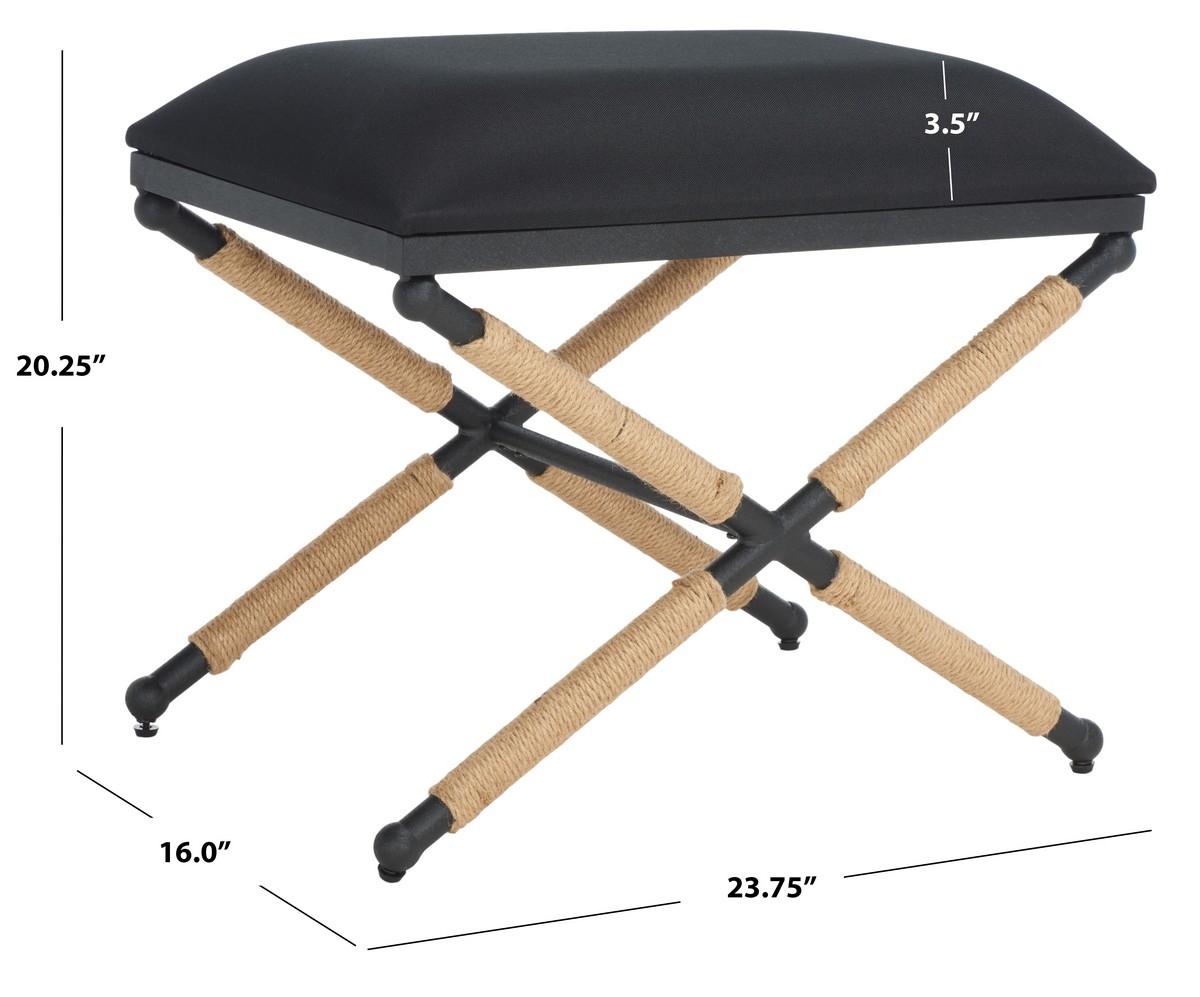 Carmelo Hemp Wrapped Ottoman - Black/Black - Image 8