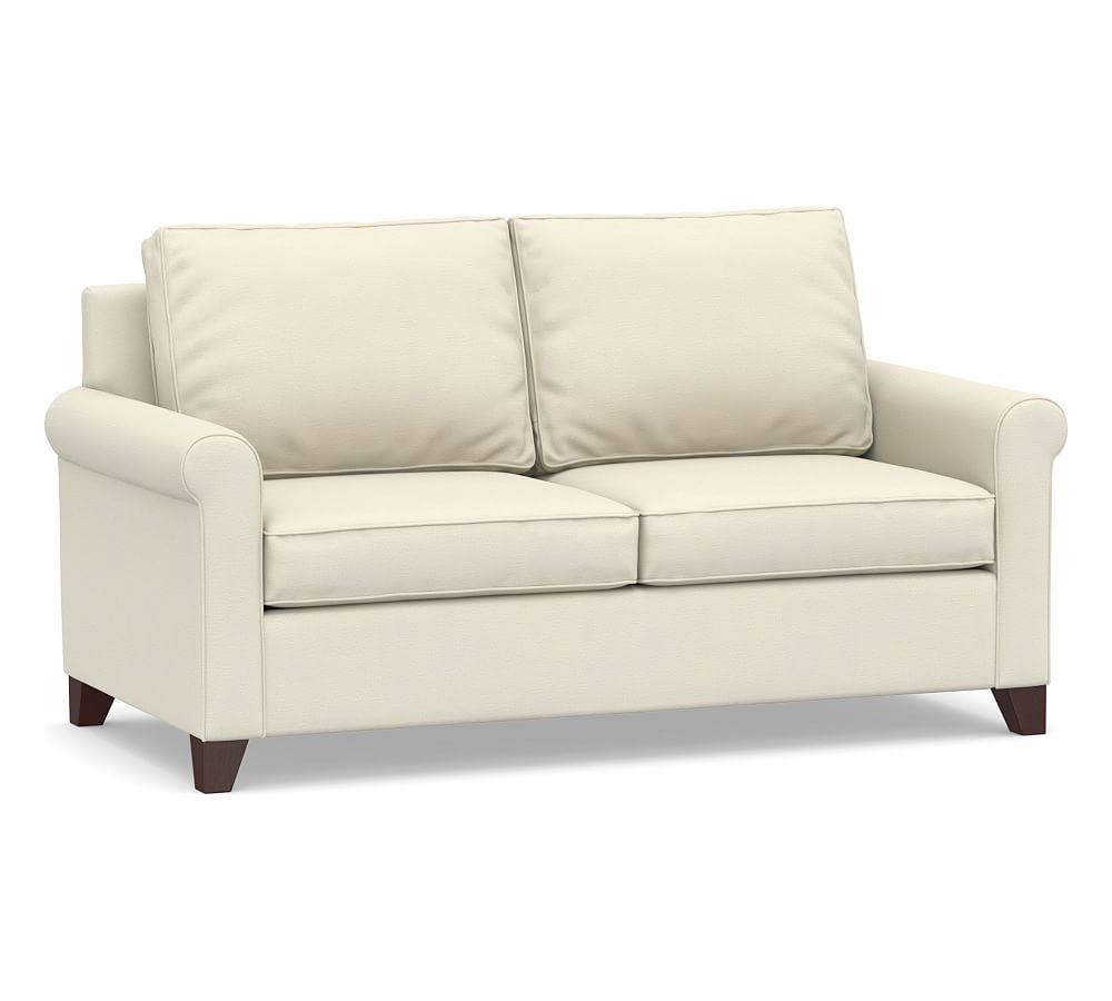 Cameron Roll Arm Upholstered Full Sleeper Sofa with Air Topper, Polyester Wrapped Cushions, Park Weave Ivory - Image 0