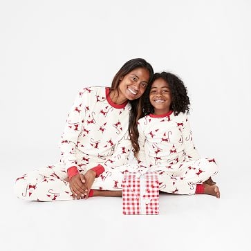 Adult Modern Smiley Santa Tight Fit Pajama, X-Small, Red/White, WE Kids - Image 3