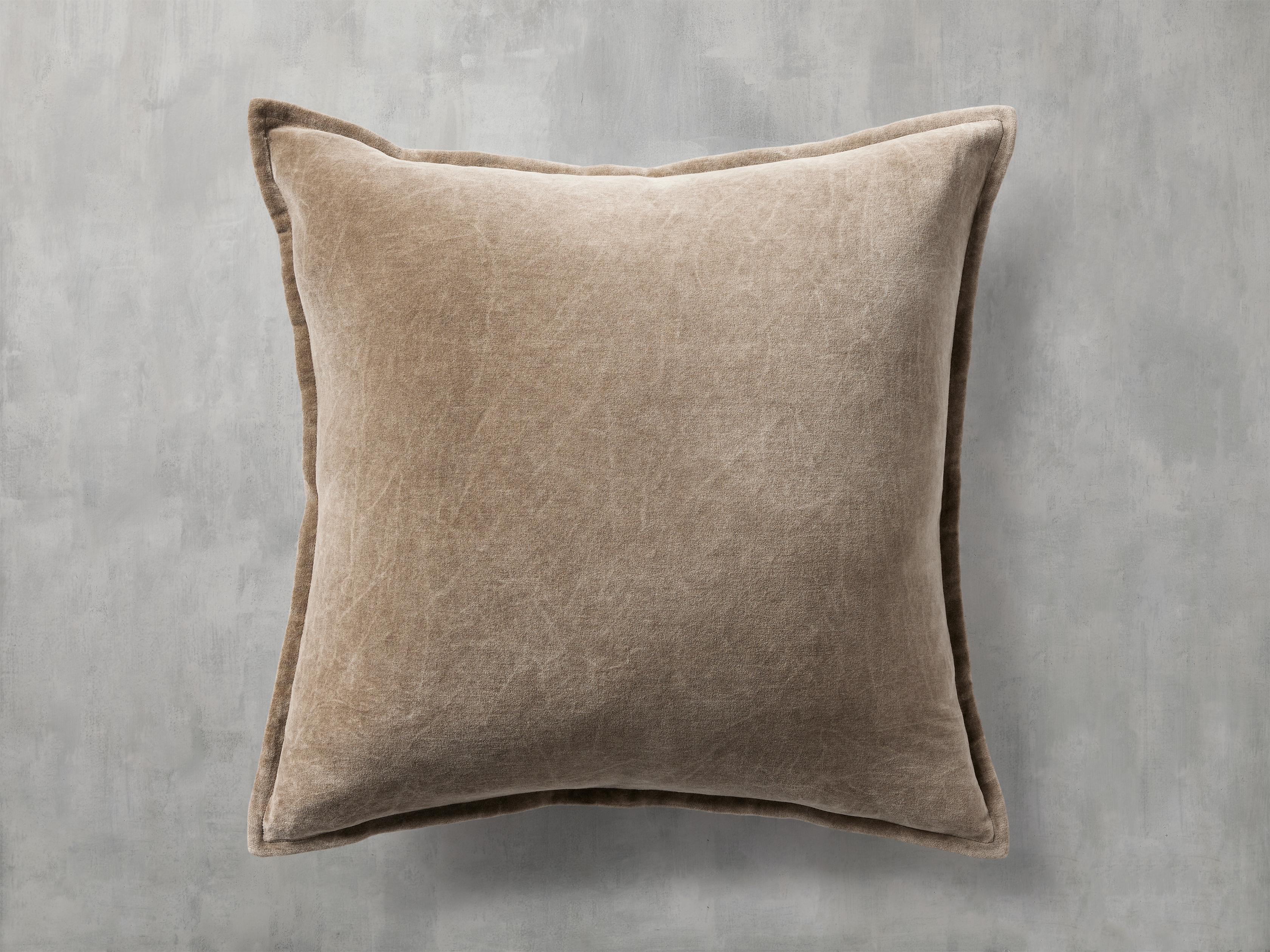 Stone Washed Square Pillow Cover Velvet in Brown  Chinchilla - Image 0