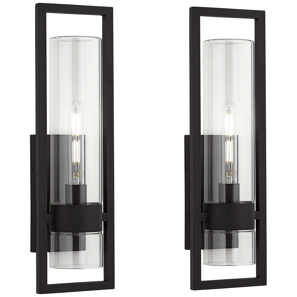 Possini Euro Reed 21" High Sand Black Wall Sconce Set of 2 - Image 0