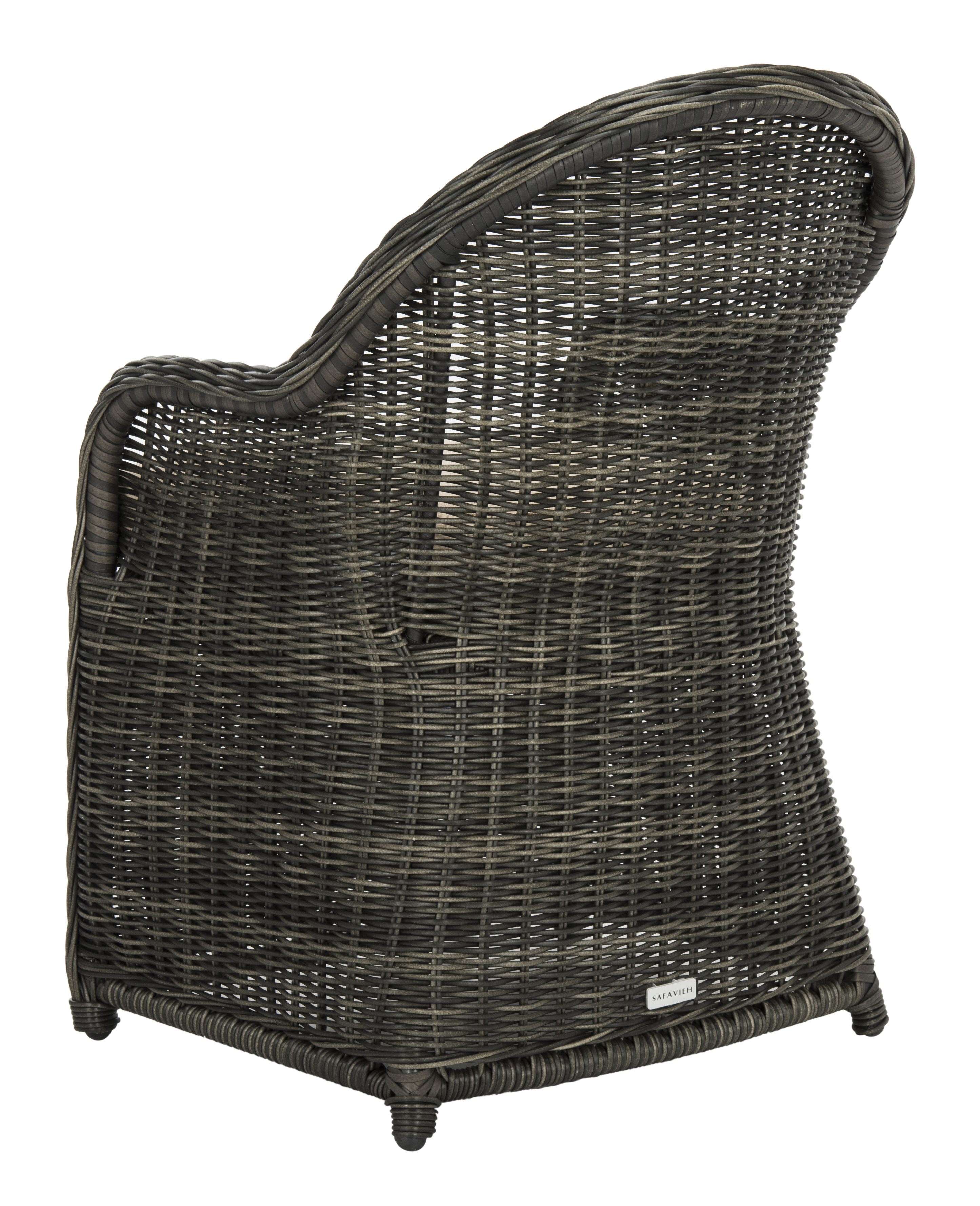 Newton Wicker Arm Chair With Cushion - Grey/Beige - Arlo Home - Image 3