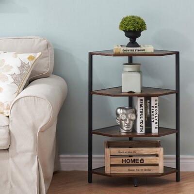Brown Corner Table/End Table With Shelves - Image 0