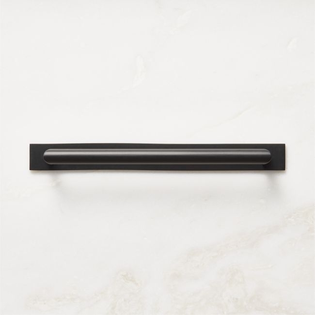 Curveaux Curved Black Cabinet Handle with Backplate 8" - Image 0