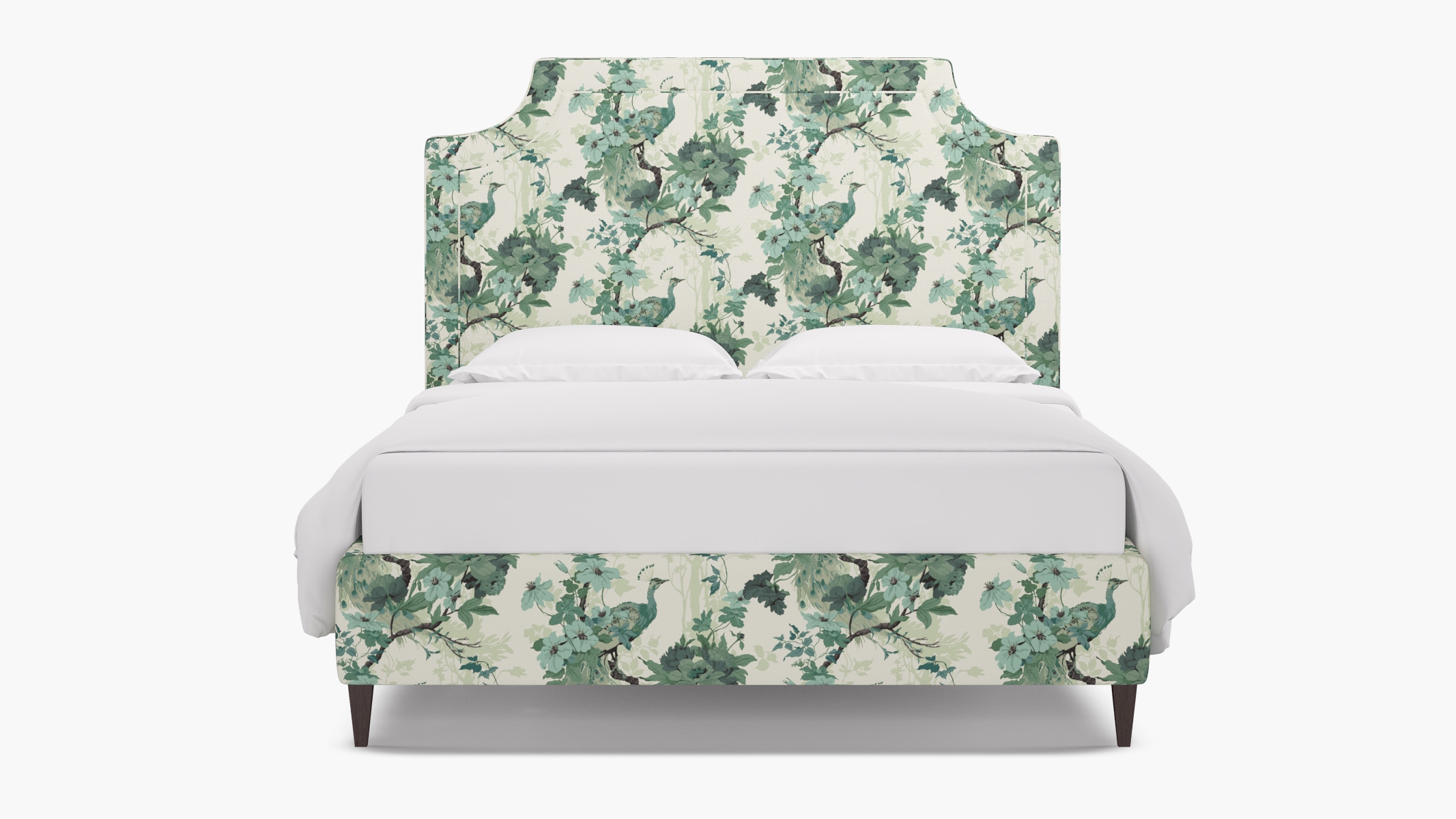 Deco Bed, Jade Peacock Park, Espresso Square Tapered Leg, Twin - Image 0