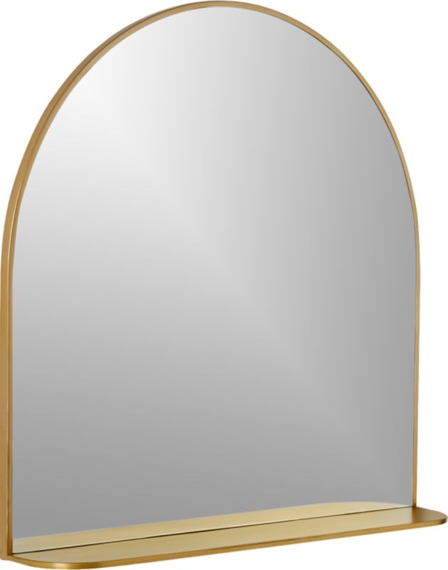 Brass Arched Mirror with Shelf - Image 4