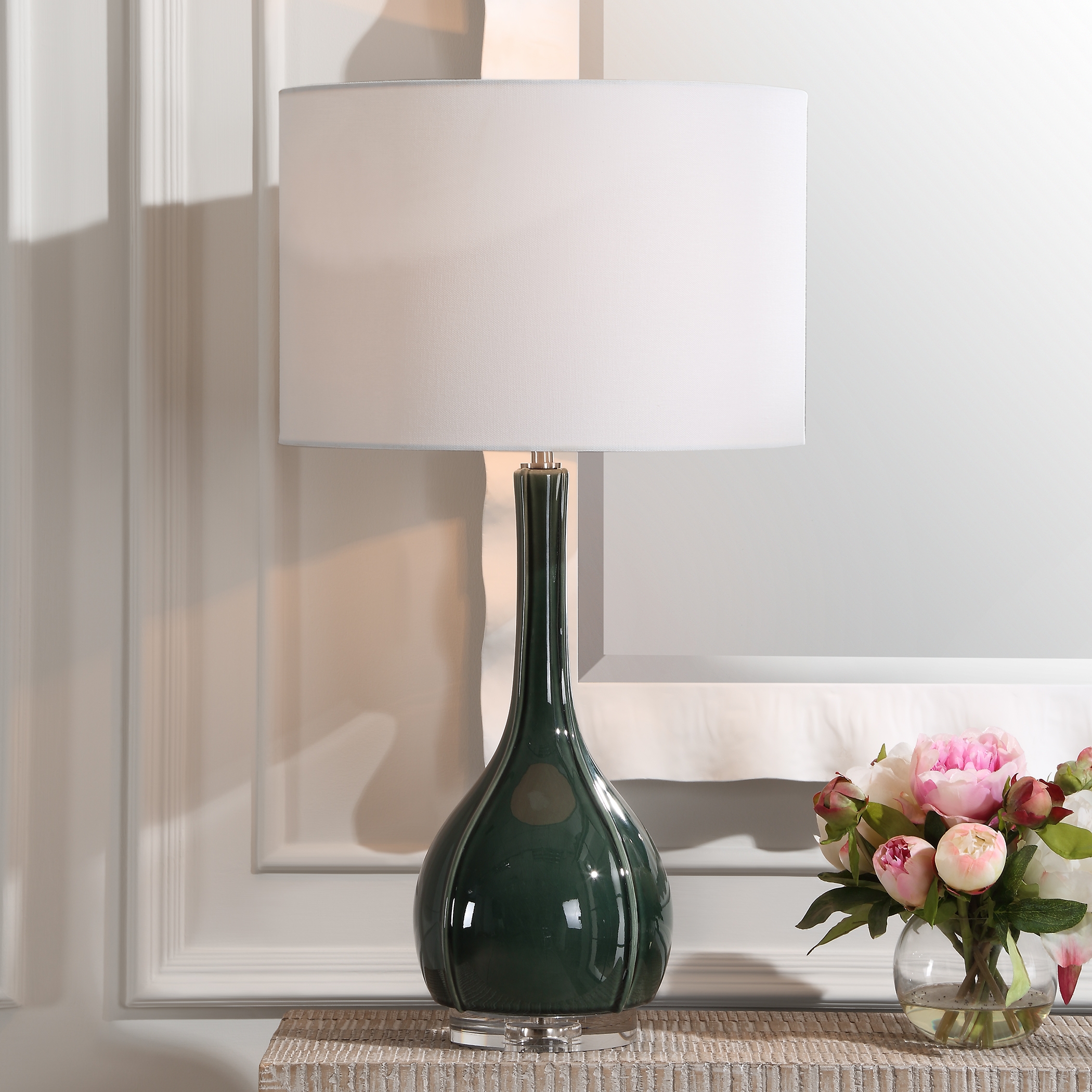 Essex Green Glass Table Lamp - Image 1