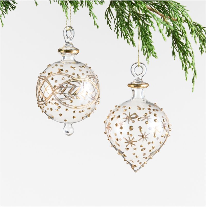 Gold & Clear Glass Ball Christmas Tree Ornament - Image 2