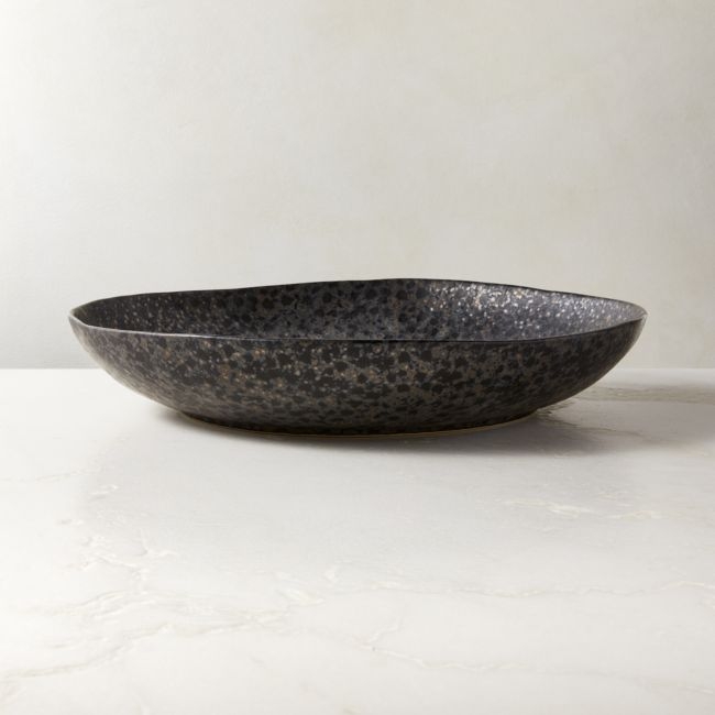 Hyacinth Black Serving Bowl with Reactive Glaze - Image 0