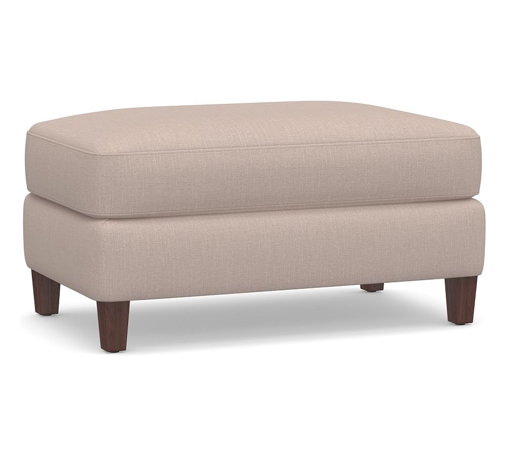 SoMa Ember Upholstered Ottoman, Polyester Wrapped Cushions, Performance Heathered Tweed Desert - Image 0