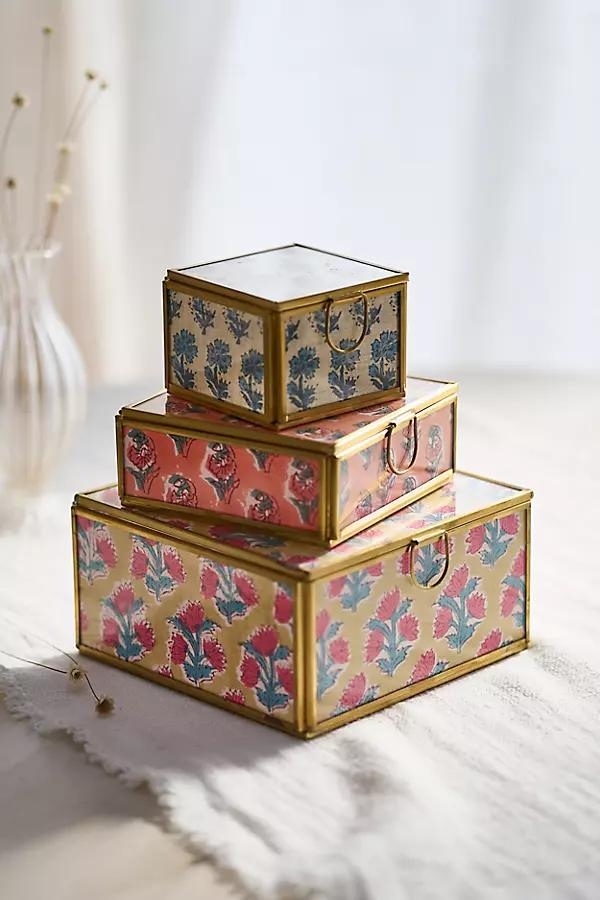 Printed Fabric Brass Box - Image 0