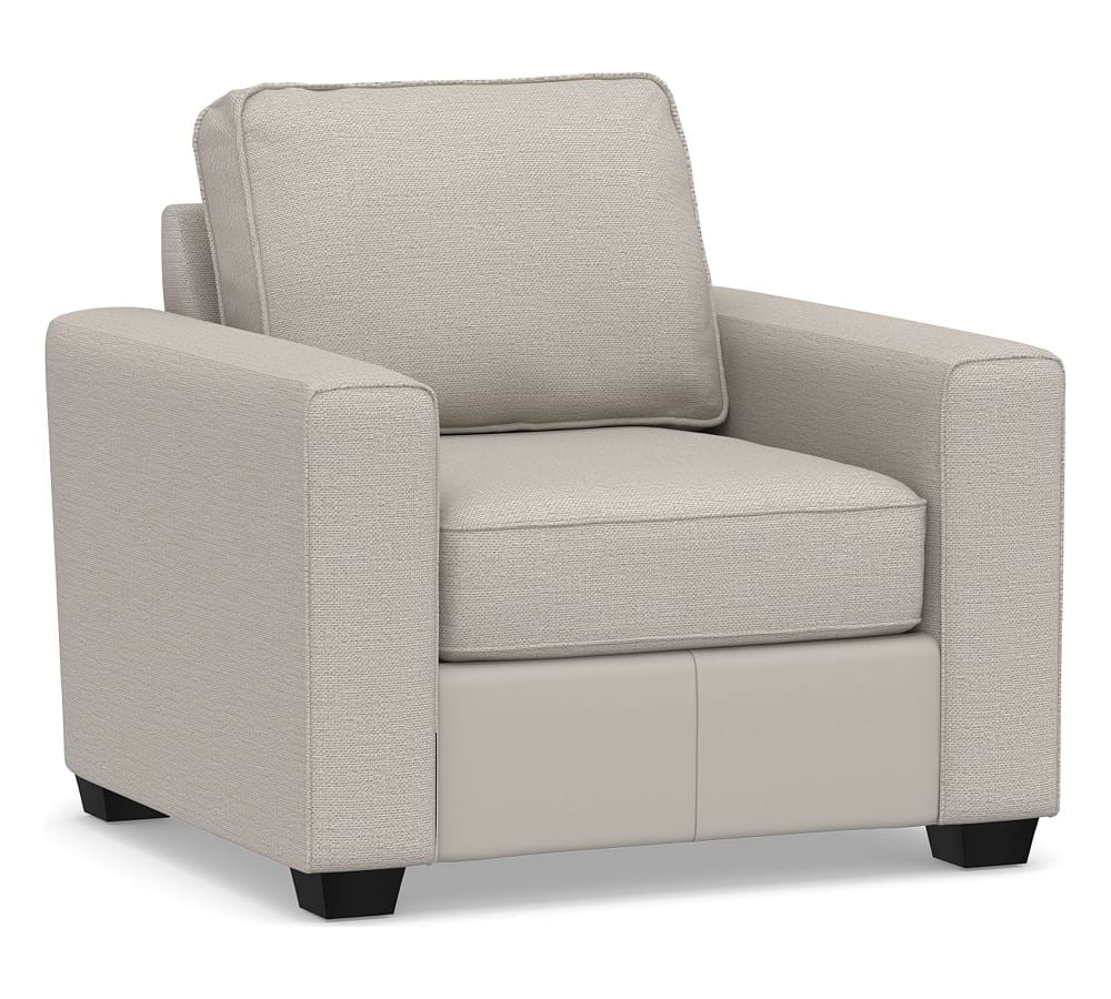 SoMa Fremont Square Arm Upholstered Armchair, Polyester Wrapped Cushions, Chunky Basketweave Stone - Image 0