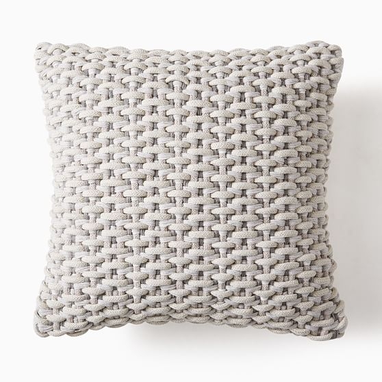 Outdoor Basket Weave Pillow, 20"x20", Pearl Gray - Image 0