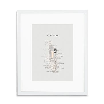 New York City Letterpressed Map Print, Natural Frame, 16"x20" - Image 2